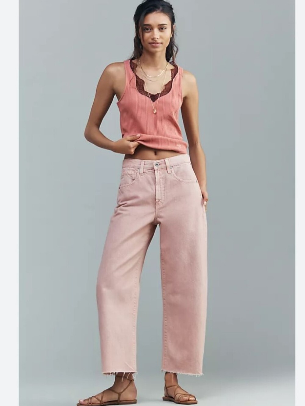 AG Hattie Crop Barrel Jean's In Rose 25 NWT